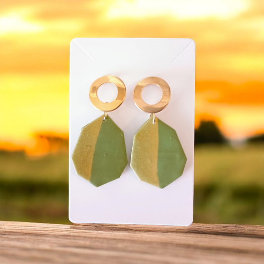 Green and Gold Earrings