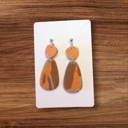 Orange Camouflage Earrings